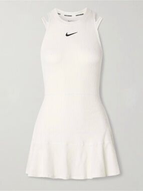 Nike White Ribbed Sleeveless Tennis Mini Dress